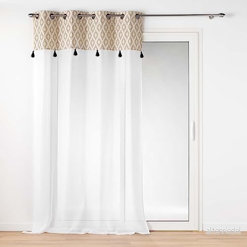 Douceur d'Intérieur, Öljettslöja (140 x 240 cm) Oricia, sandblästrad slöja med tryckt topp 3574386274449