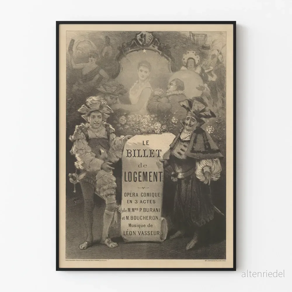 Vintageaffisch för komisk opera Le Billet de Logement i 3 akter