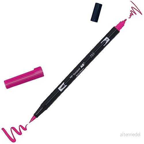 Tombow AB T755 fiberpenna ABT dubbel pensel penna med två spetsar rubin röd 4901991901948
