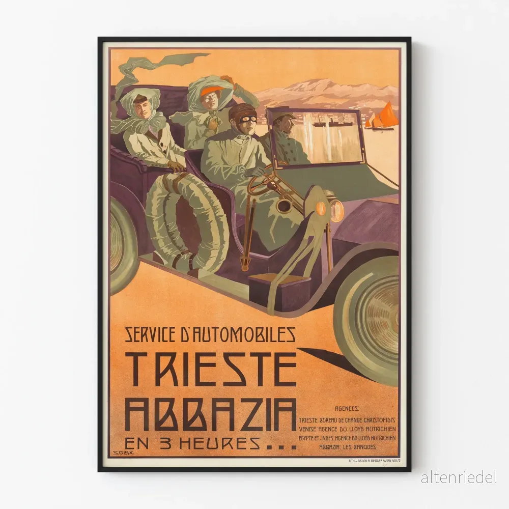 Vintageposter för Automobilservice Trieste Abbazia