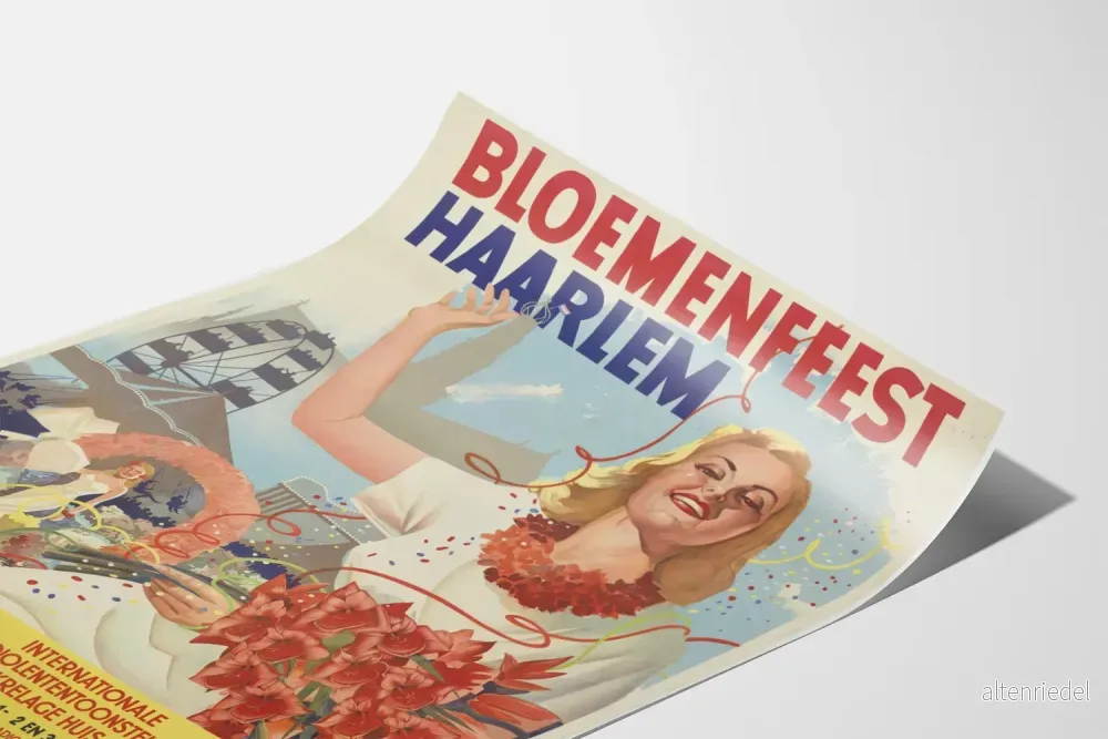 Vintageposter Bloemenfeest Haarlem 1947 väggdekoration - Bild 3