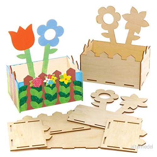 Baker Ross AX875 prydlig blomma paket med 3, trähantverk för barn att designa, måla, dekorera och sedan använda 5051174115248