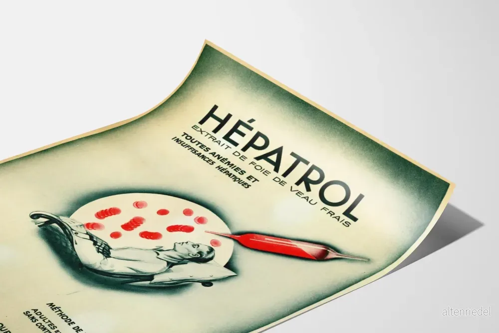 Vintage reklamposter Hépatrol - Retro hälsoväggdekoration - Bild 3