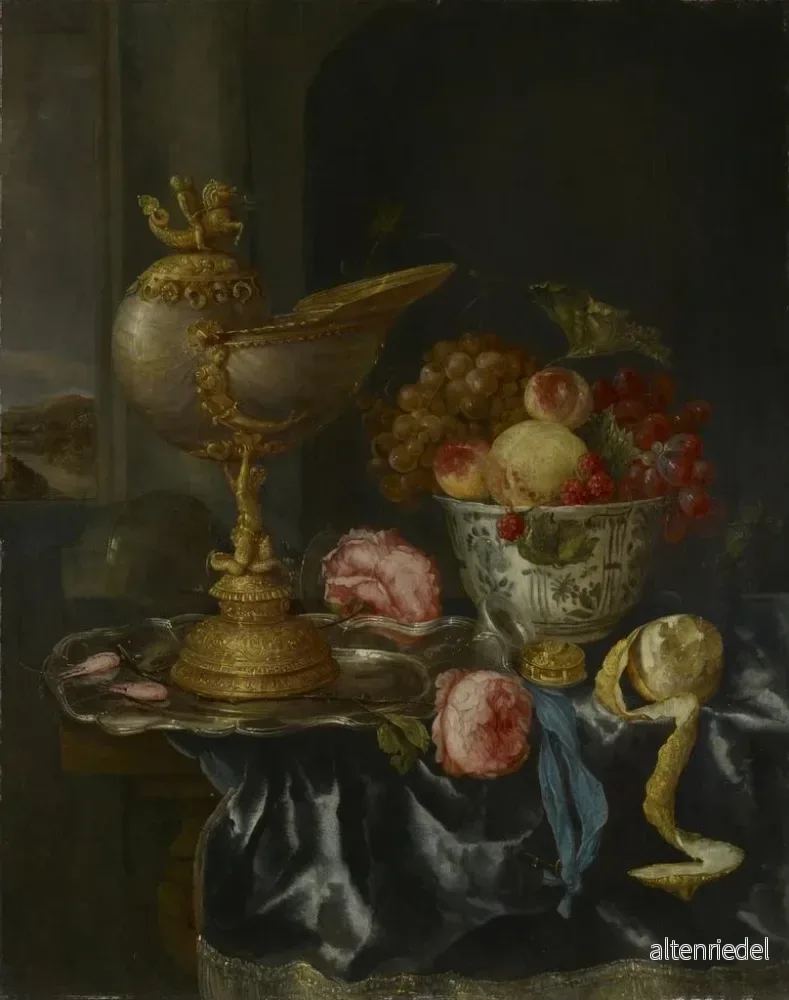 Målning av still life med festmåltid och nautilusskål - Abraham van Beyeren | Konsttryck - Bild 2