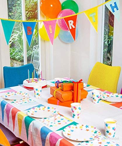Bordsskydd av tyg Rainbow Rektangulär festduk för barn med bunting design, återanvändbara, unisexdekorationer födelsedag, trädgård, picknick, festivaltema, stolthet 5052715125085