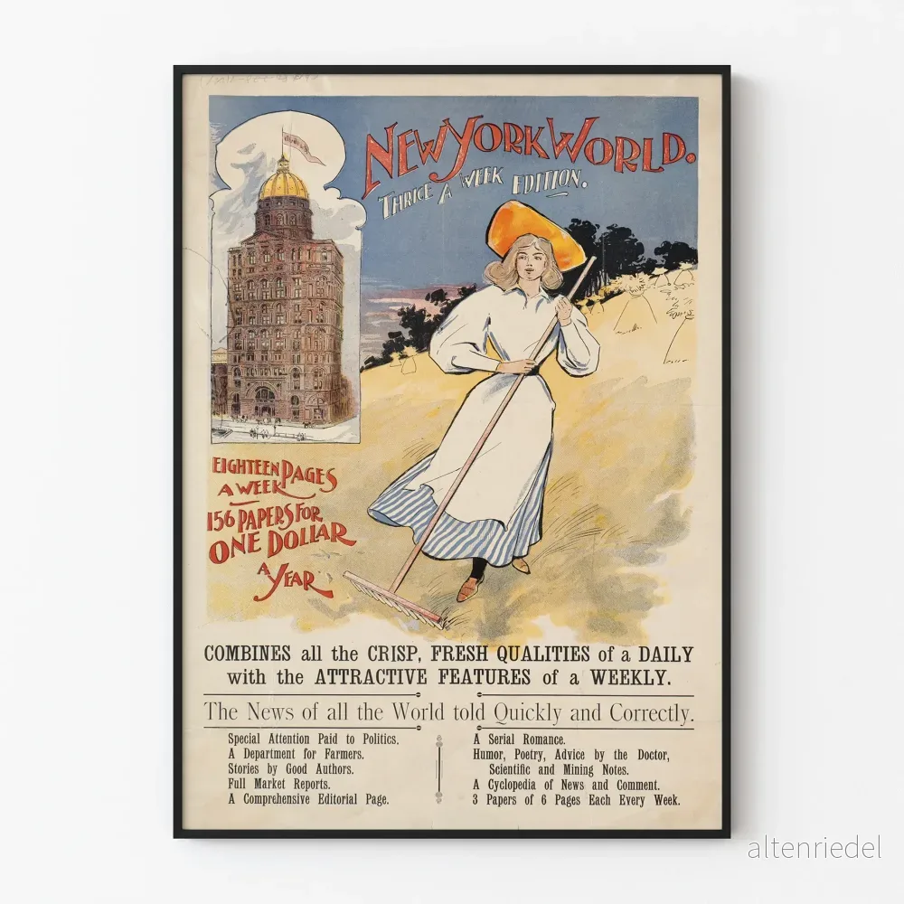 Vintageposter av New York World Thrice A Week Edition