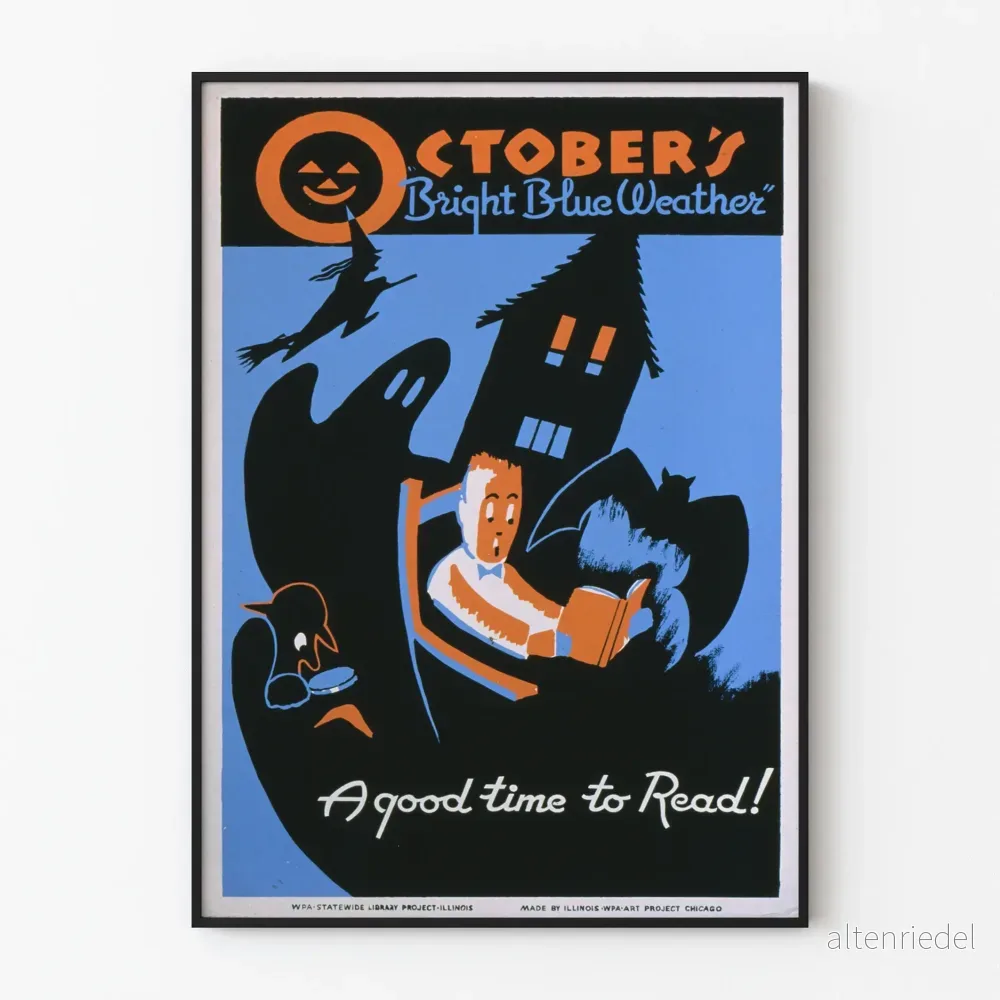 Vintage Halloween-affisch oktober – Väggdekoration för läsning Vintage Halloween-affisch oktober – Väggdekoration för läsning