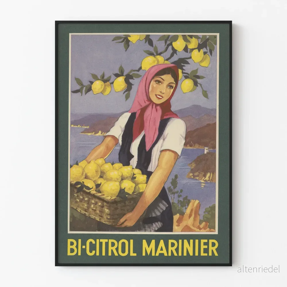 Vintageaffisch Bi-Citrol Marinär - Väggdekoration Citronträdgård