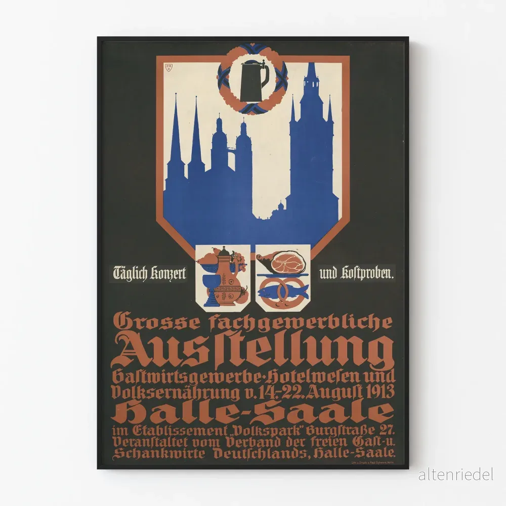 Vintageaffisch för utställning i Halle Saale 1913