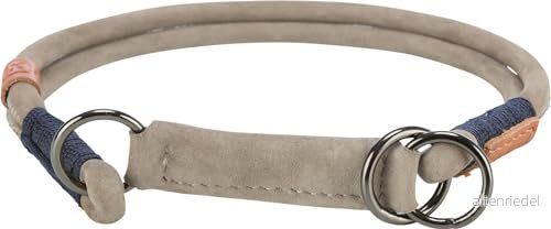 TRIXIE Zug Stopp BE NORDIC läderhundhalsband, S, grå, bekvämt hundhalsband för små hundar med draggräns, robust och elegant, 17110 4047974171103