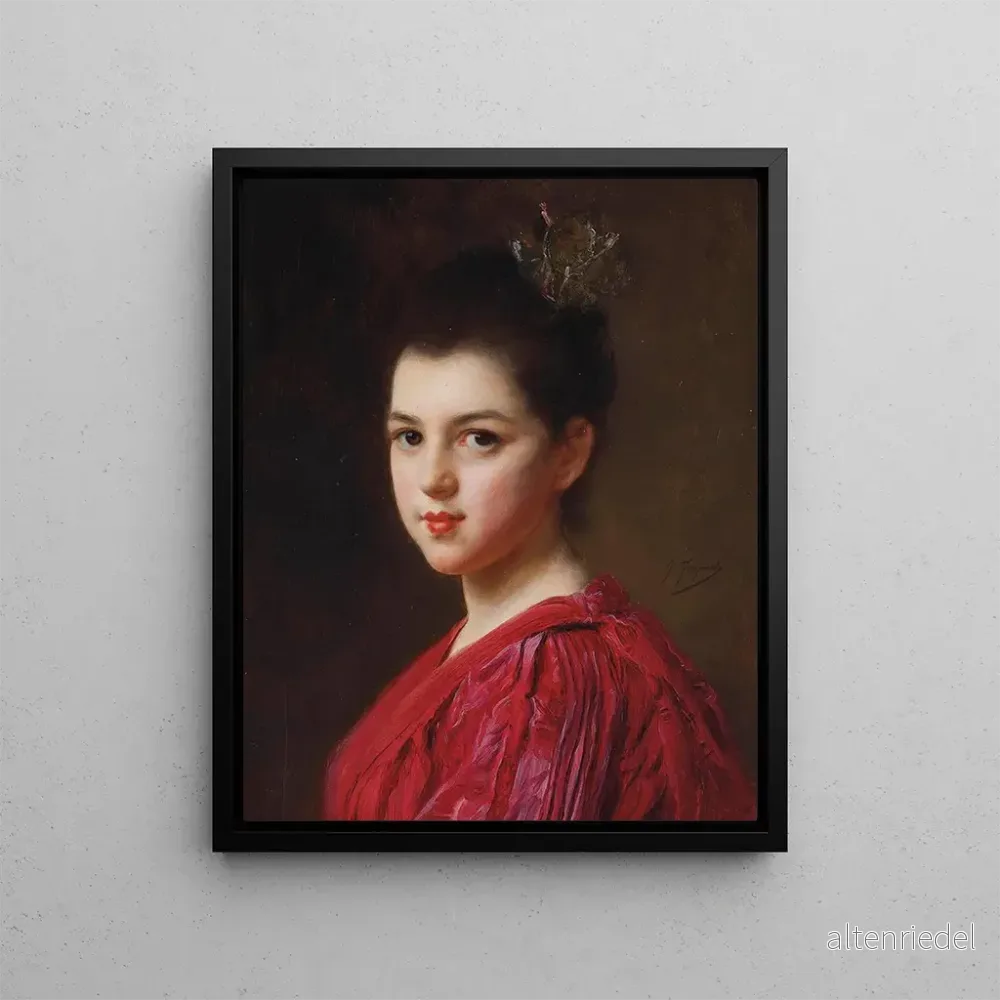 Målning av kvinna i röd klänning – Gustave Jean Jacquet | Konsttryck Målning av kvinna i röd klänning – Gustave Jean Jacquet | Konsttryck