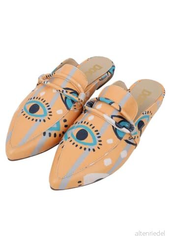 DOGO Kvinnor Läder Vegan Orange tofflor See You Pattern, Material: Polyester, 41 EU 8680544271191
