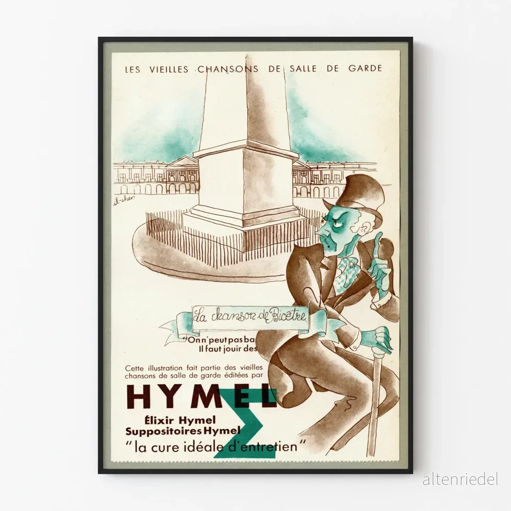 Vintageposter La Chanson de Bicêtre för retro väggdekoration