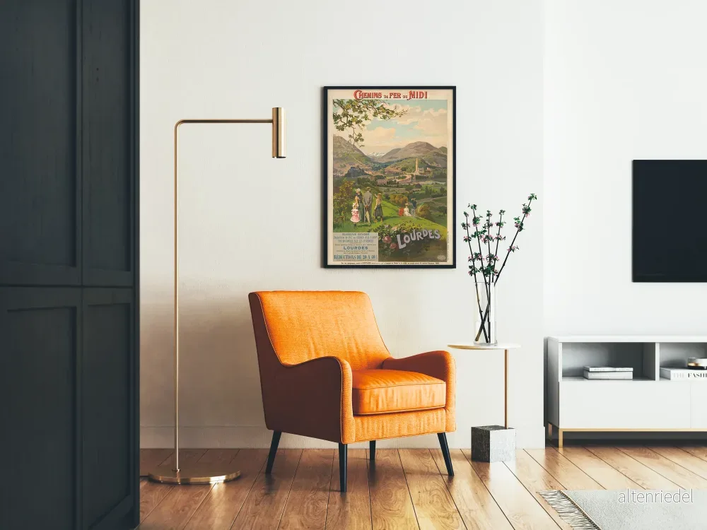 Vintageposter för Chemins de Fer du Midi - Lourdes och Pyrenéerna - Bild 2