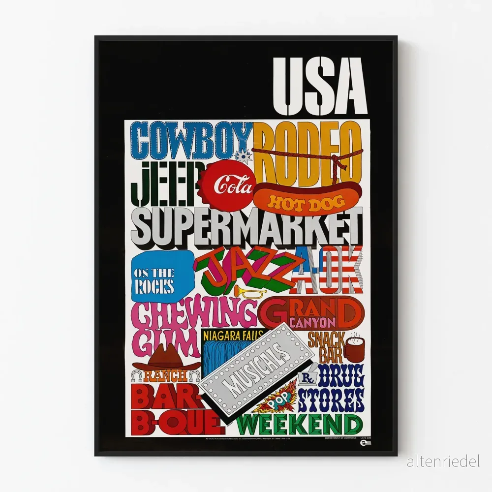 Färgglad vintage USA-typografiposter