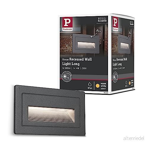 Paulmann 94383 LED utomhuslampa infälld vägglampa Lång IP65 103x58mm vinklad inkl. 1x4 Watt svart aluminium 3000 K 4000870943830