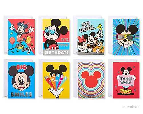 American Greetings Deluxe Disney All Occasion Card Bundle With Envelopes, Mickey Mouse (32 Count) 605030521671