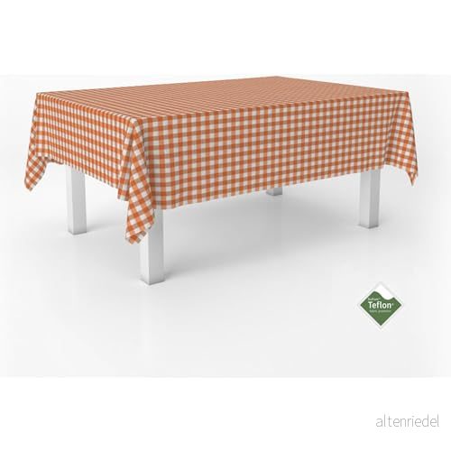 ECOMMERC3 Vichy fläckbeständig bordsduk för rektangulärt bord storlek 140 rund extra mjuk och vattentät orange 8435767370608