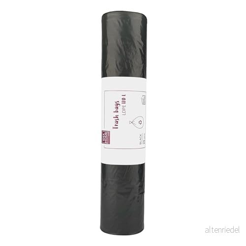 D.RECT sopsäckar 120 liter, 25 delar, av plast, för kök, storförbrukning, återvinning, sopsäckar, papper, Svart 5902308735248