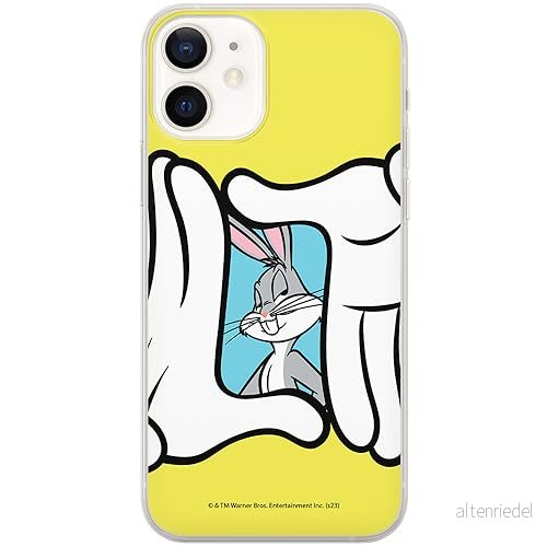 ERT GROUP mobiltelefonfodral för Iphone 12 Mini originalt och officiellt licensierat Looney Tunes mönster Bugs 025 optimalt anpassad till formen på mobiltelefonen, fodral tillverkad av TPU plast 5905795091736