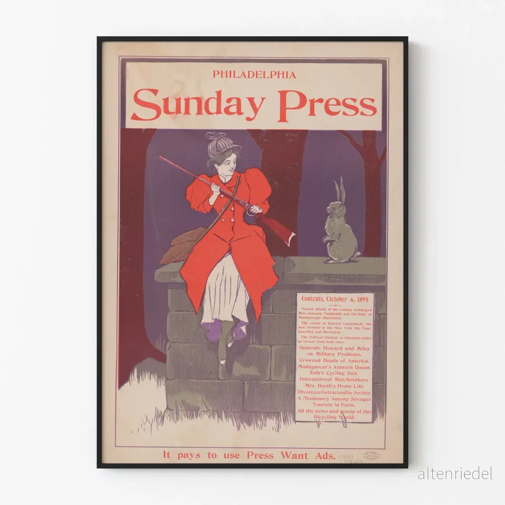 Vintageposter Philadelphia Sunday Press - Retro väggdekor 1895