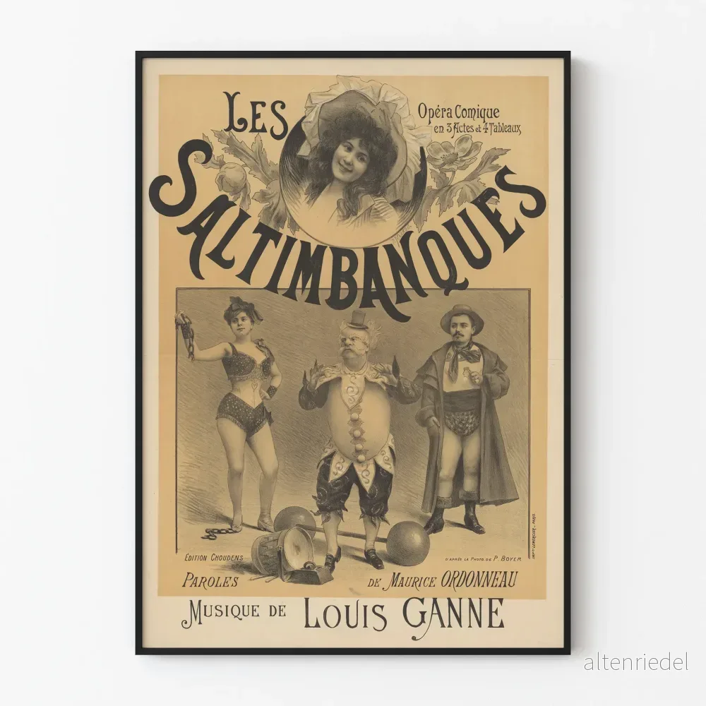 Vintageposter Les Saltimbanques, komisk opera av Louis Ganne