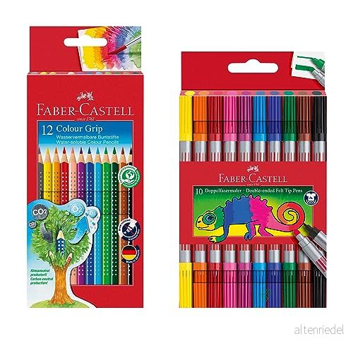 FABER CASTELL 205072 pennor set med filtpennor och färgpennor, 22 delar, för barn vuxna 4005402050727