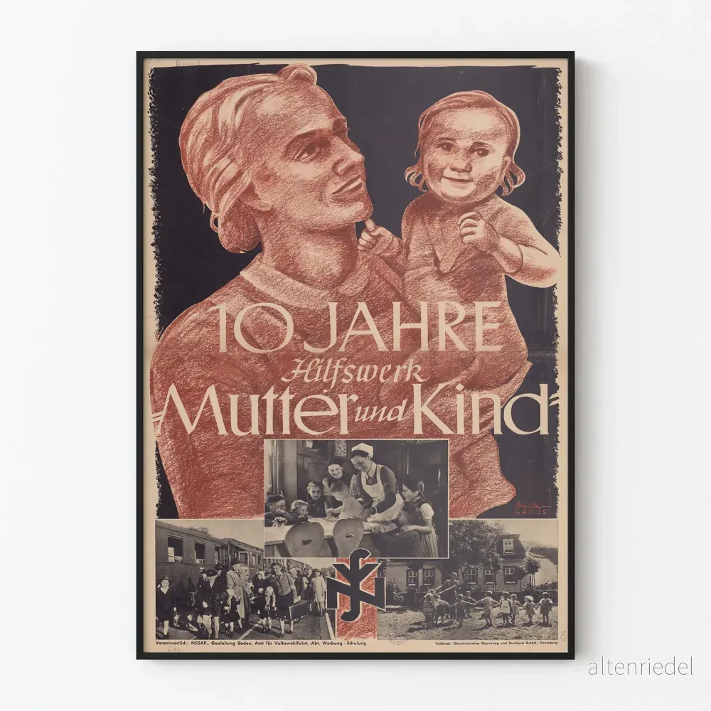 Vintageposter för 10 års stöd till Mor och Barn