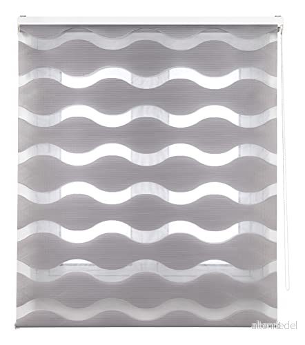 Decorblind Rollable Estor Dubbel Layer Natt och dag Installation Vägg eller Tak, Mätning Stor: 120x180 Bredd x Längd/Mätning Tyg 117x175 Färg Silver, Windows 8434363547339