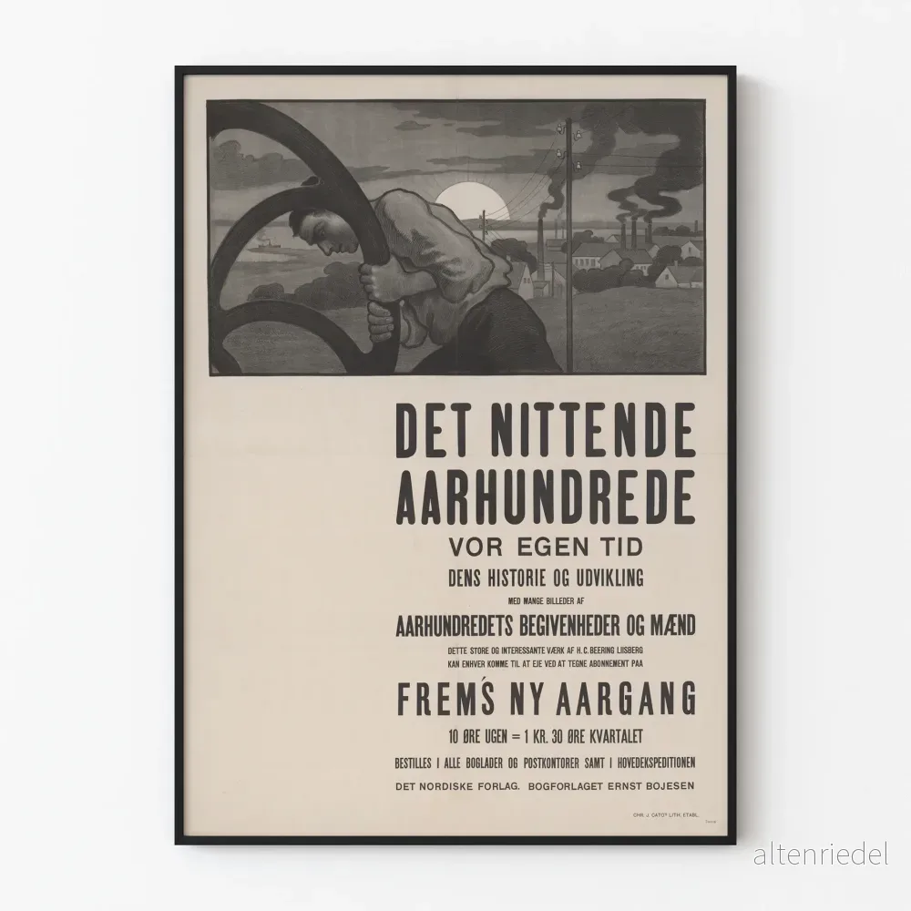 Vintage industriell dansk poster med arbetare och fabrik Vintage industriell dansk poster med arbetare och fabrik