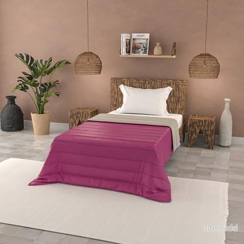 Enfärgad BASIC sommartäcke, Fuchsia/Ljusgrå, 200x240cm 8058575149206