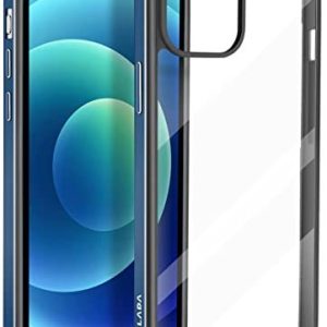 ASOBEAGE Metallram fodral för iPhone 12/iPhone 12 Pro, stöttålig, smal, reptålig, gulningsfri, transparent, 8 850036854500