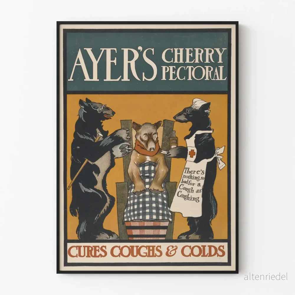 Vintageposter Ayer’s Cherry Pectoral för väggdekoration