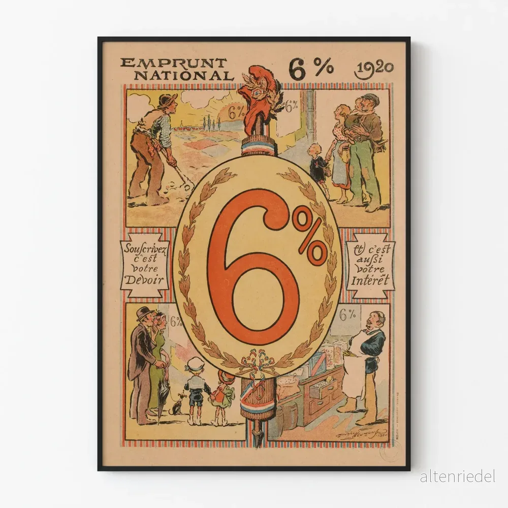 Vintageaffisch National 6 % 1920 - Historisk väggdekoration