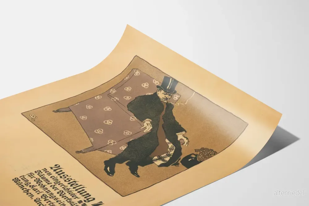 Vintage affisch för väggdekoration med man i fåtölj med hög hatt - Bild 3
