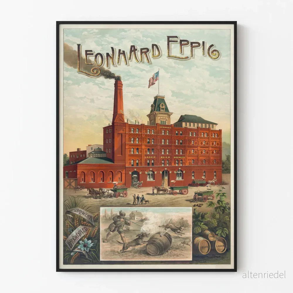 Vintageposter för reklam för Leonard Eppig Brooklyn bryggeri