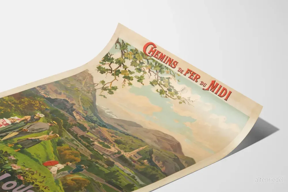 Vintageposter för Chemins de Fer du Midi - Lourdes och Pyrenéerna - Bild 3