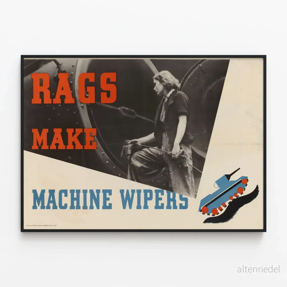 Industrivintageposter Rags Make Machine Wipers