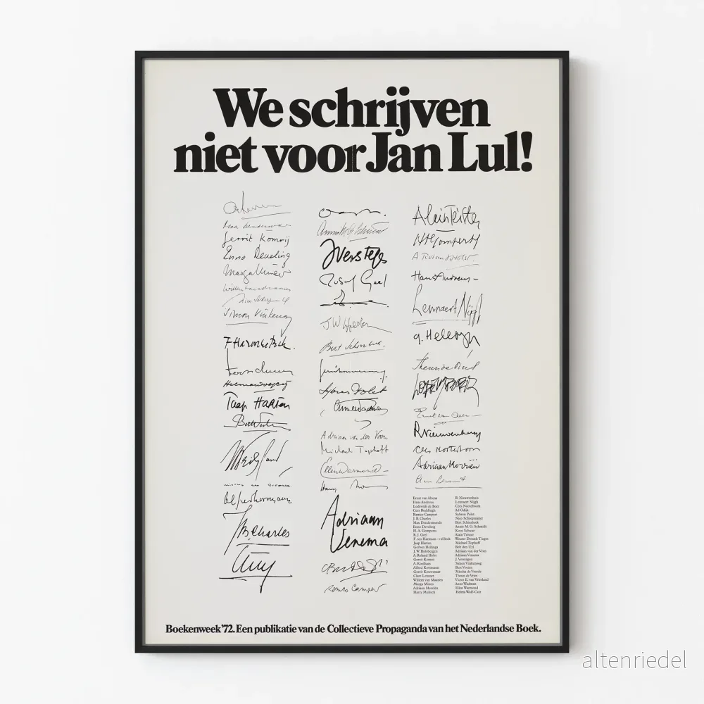 Vintageposter Vi skriver inte för Jan Lul! Bokveckan 1972