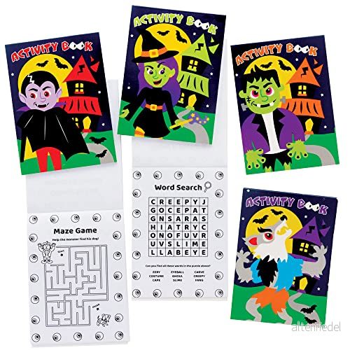 Baker Ross FE776 Halloween mini aktivitetsbok för barn paket med 12, pusselböcker barn, festpåse fyllning 5051174122826