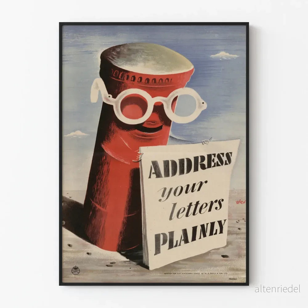 originalt vintageaffisch Address Your Letters Plainly