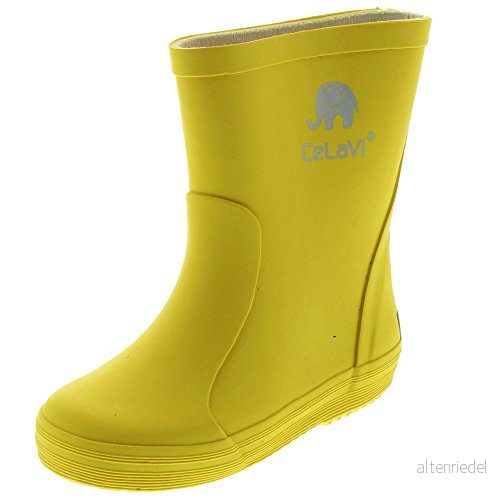 Celavi barn unisex vattentäta gummistövlar, 100% naturgummi regnkängor, storlek: 19, färg: gul, 1147 5704617454915