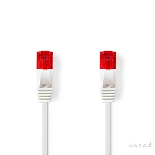 Nedis Cat 6-kablar RJ45 (8P8C) kontakt UTP 1,00 m platt PVC vit plastpåse 5412810423118
