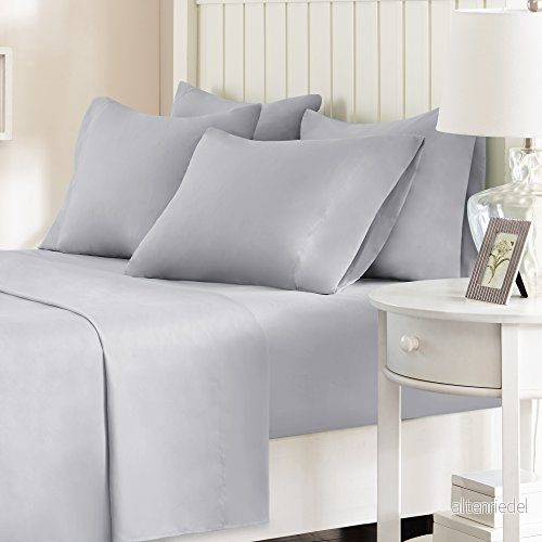 Comfort Spaces Microfiber Set 14" Deep Pocket, Wrinkle Resistant All Around Elastic Year Round Cozy Bedding Sheet, Matching Pillow Cases,4pieces, Twin, Light Gray,CS20 0119 675716896300