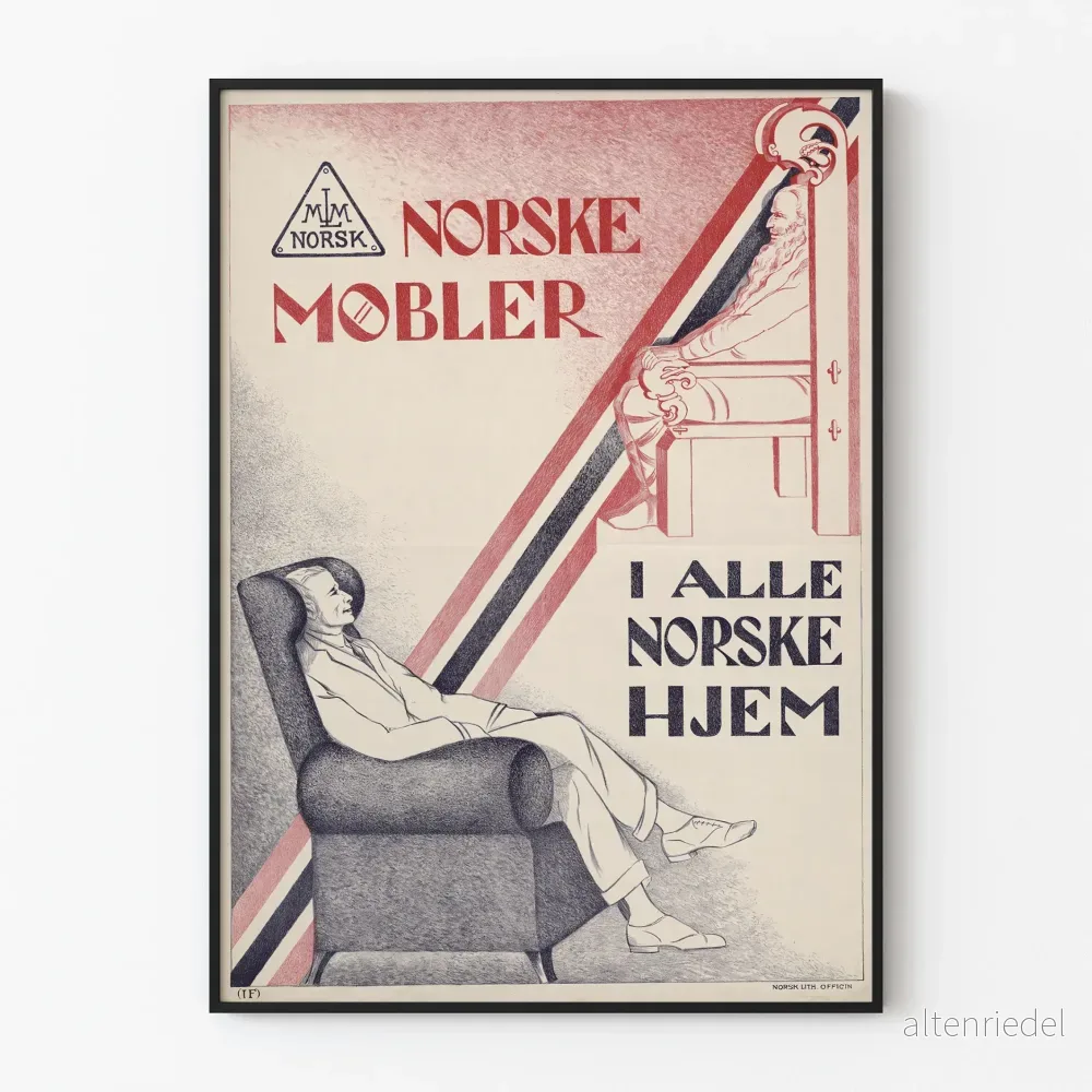 Vintageposter av norsk möbel för väggdekoration