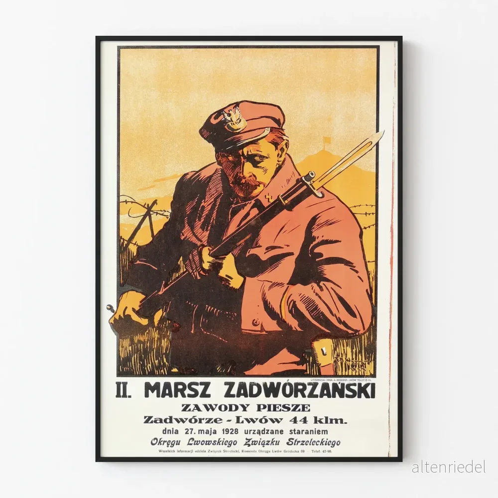 Vintageposter Marche Zadwórzański 1928 för väggdekoration
