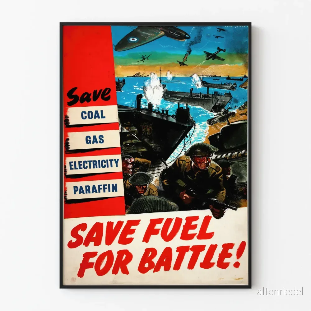 Vintage militär poster för bränsleeffektivitet i striden