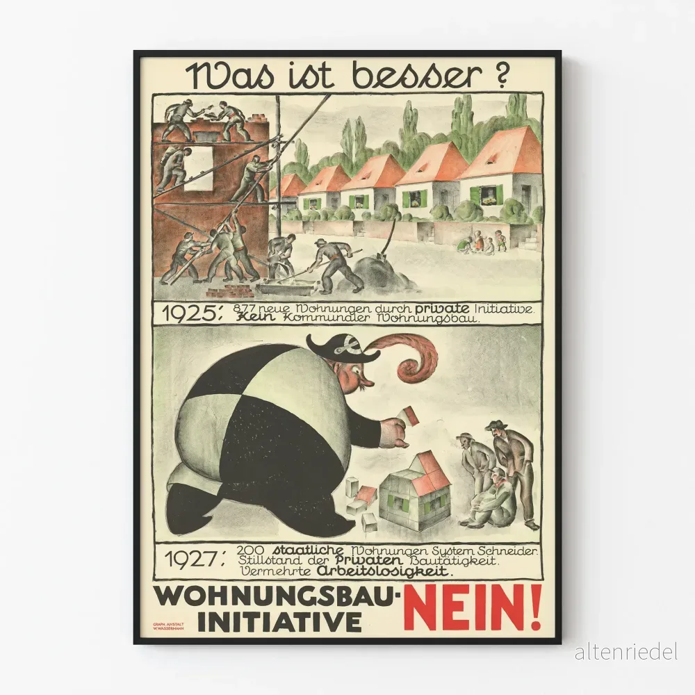 Tysk vintageposter om bostad och bygginitiativ