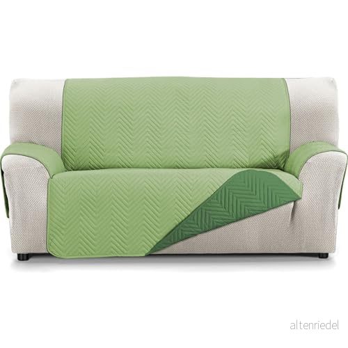 ECOMMERC3 Överdrag för 3 sits soffa XL extra mjuk känsla Justerbart sofföverdrag med grön/flaskstoppning Reversbile 8435767356381