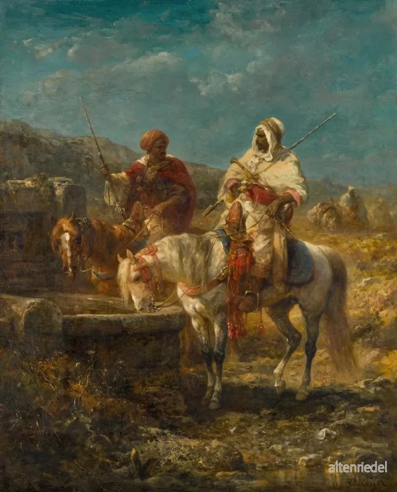 Målning Cavaliers au puits - Adolf Schreyer | Konsttryck - Bild 2